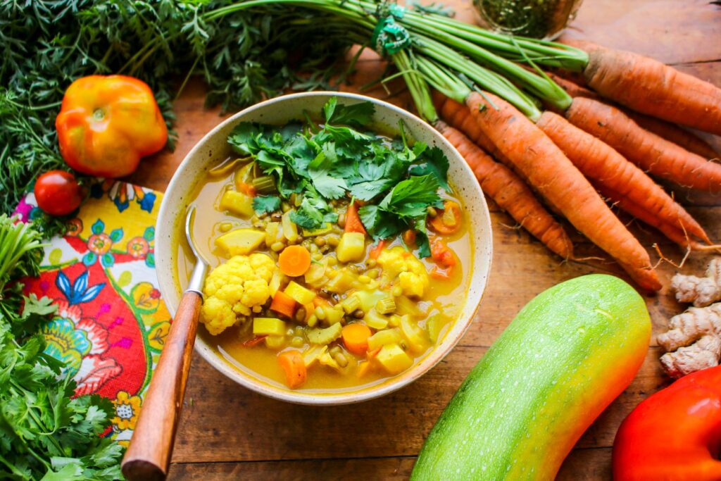 Curried Mung Bean Vegetable Soup