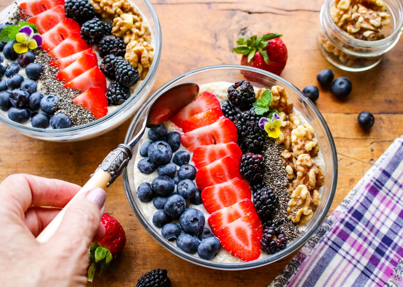 Berry Bowl with Quinoa and Walnuts - PureHealthy.Co