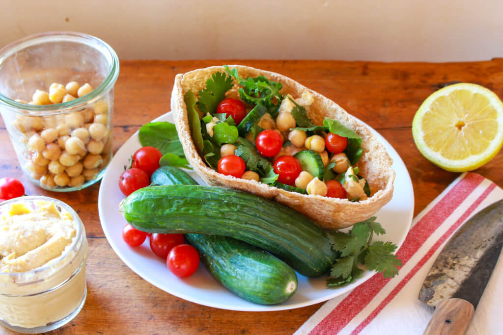 Double Chickpea Vegetable Pitas