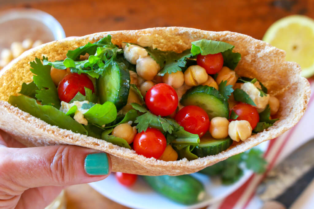 Double Chickpea Vegetable Pitas