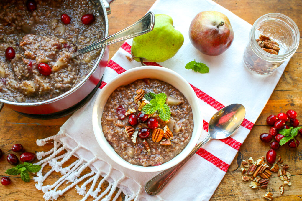 Steel Cut Oats with Cranberries and Pear