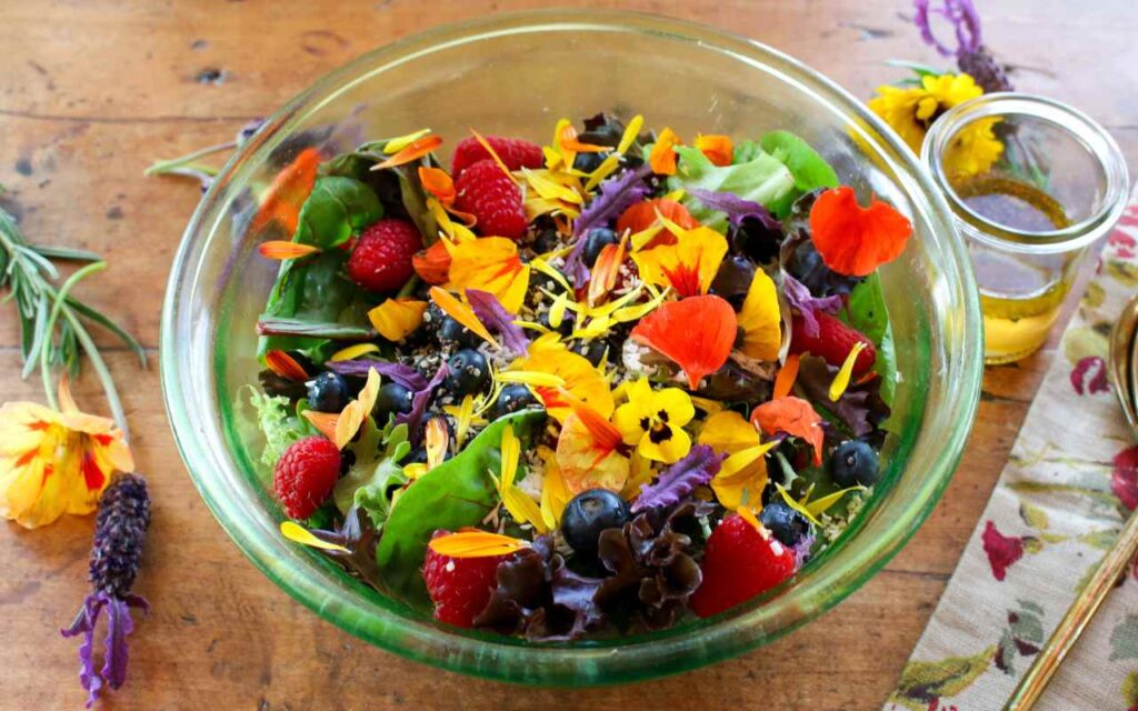 Vibrant Edible Flower Salad - Frolic and Fare