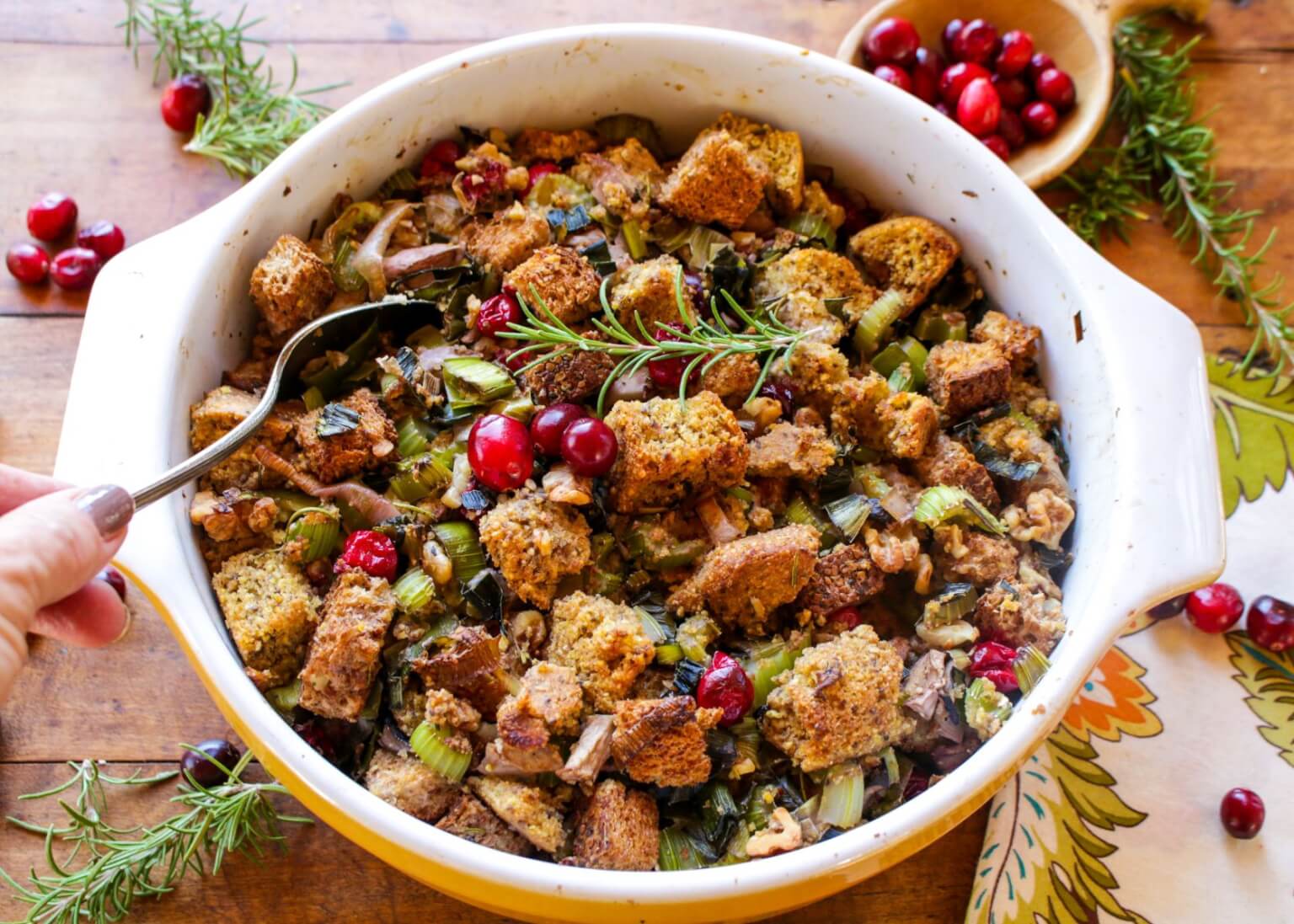 Cornbread Stuffing with Cranberries – Sharon Palmer, The Plant Powered Dietitian