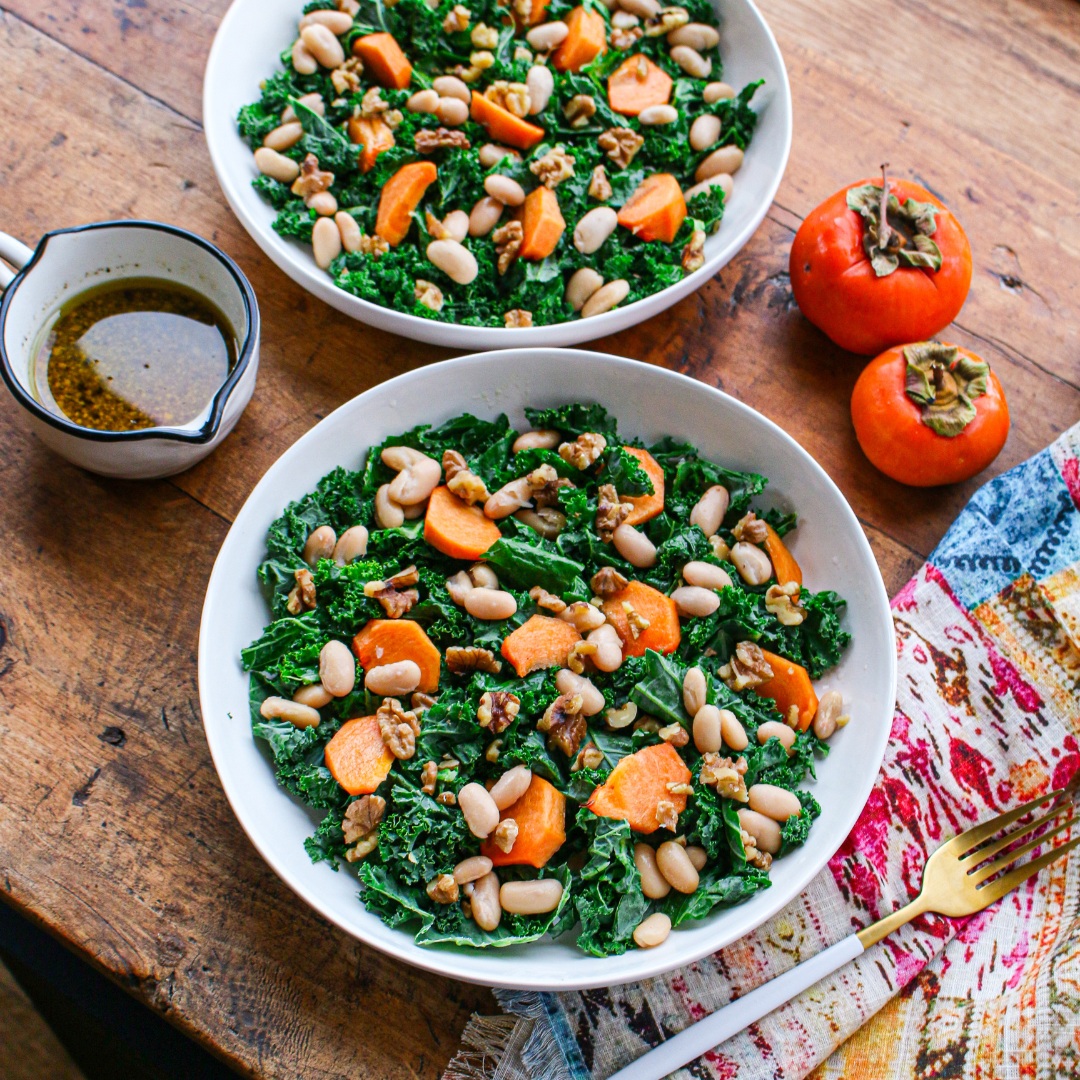 Mediterranean White Bean Salad with Persimmons