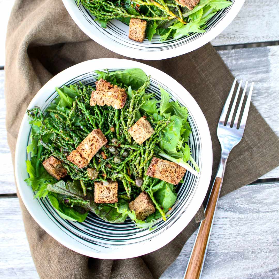 Sea Bean Caesar Salad – Sharon Palmer, The Plant Powered Dietitian